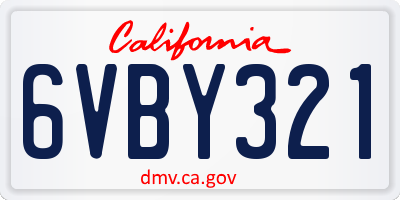 CA license plate 6VBY321