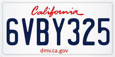 CA license plate 6VBY325