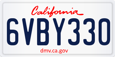CA license plate 6VBY330
