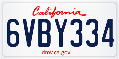 CA license plate 6VBY334