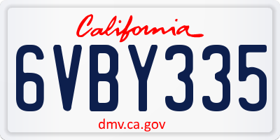 CA license plate 6VBY335
