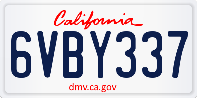 CA license plate 6VBY337