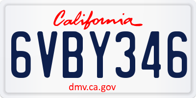 CA license plate 6VBY346