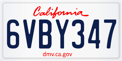 CA license plate 6VBY347