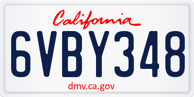 CA license plate 6VBY348