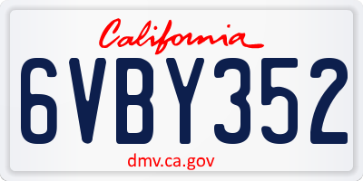CA license plate 6VBY352