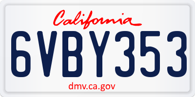 CA license plate 6VBY353