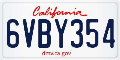 CA license plate 6VBY354