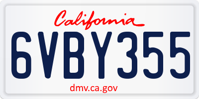 CA license plate 6VBY355