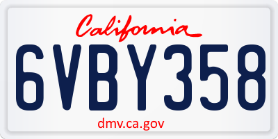 CA license plate 6VBY358