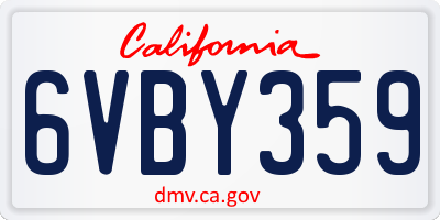 CA license plate 6VBY359