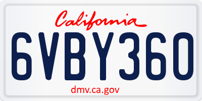 CA license plate 6VBY360