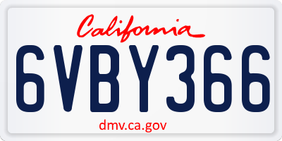 CA license plate 6VBY366