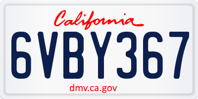 CA license plate 6VBY367