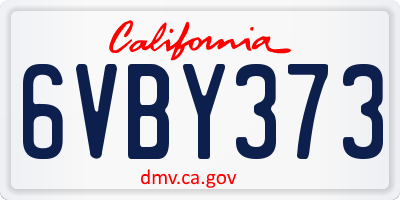 CA license plate 6VBY373