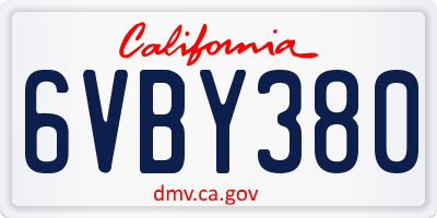 CA license plate 6VBY380
