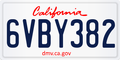 CA license plate 6VBY382