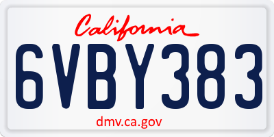 CA license plate 6VBY383