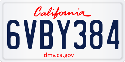 CA license plate 6VBY384