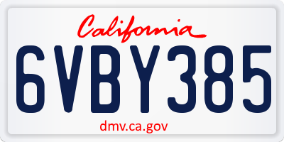CA license plate 6VBY385