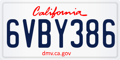 CA license plate 6VBY386