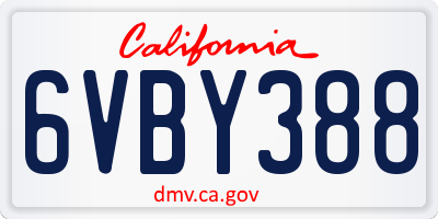 CA license plate 6VBY388