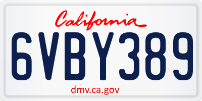 CA license plate 6VBY389