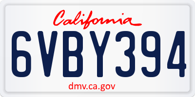 CA license plate 6VBY394