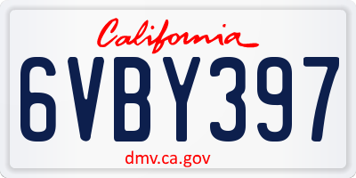 CA license plate 6VBY397