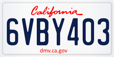 CA license plate 6VBY403