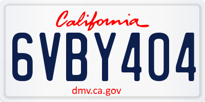 CA license plate 6VBY404