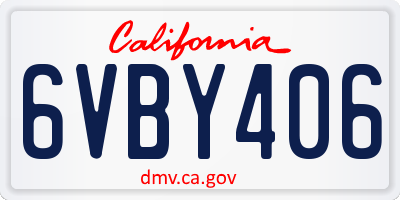 CA license plate 6VBY406