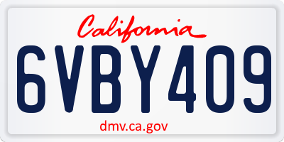 CA license plate 6VBY409