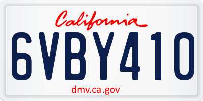 CA license plate 6VBY410