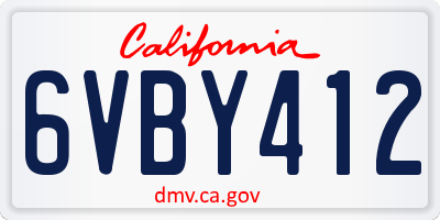 CA license plate 6VBY412