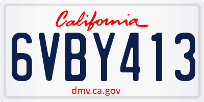 CA license plate 6VBY413