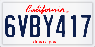 CA license plate 6VBY417
