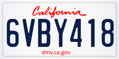 CA license plate 6VBY418