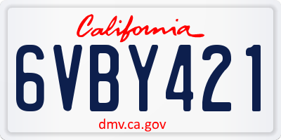 CA license plate 6VBY421
