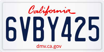 CA license plate 6VBY425