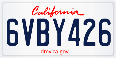 CA license plate 6VBY426