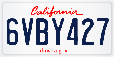 CA license plate 6VBY427