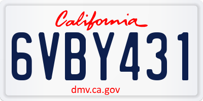 CA license plate 6VBY431