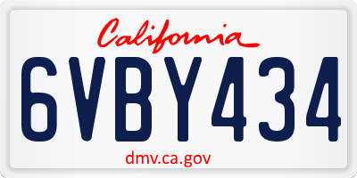 CA license plate 6VBY434