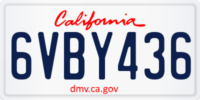 CA license plate 6VBY436