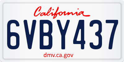 CA license plate 6VBY437