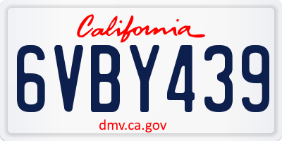 CA license plate 6VBY439