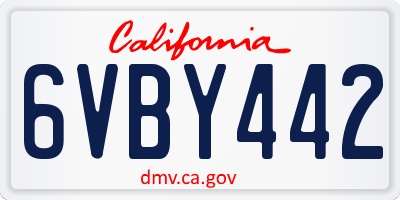 CA license plate 6VBY442