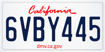 CA license plate 6VBY445