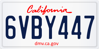 CA license plate 6VBY447